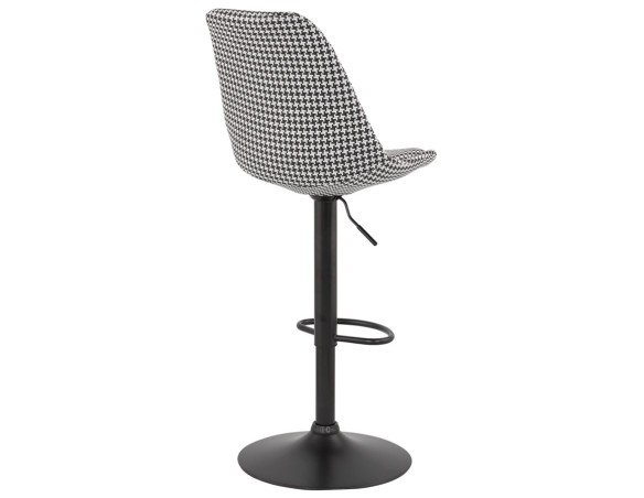 Tabouret réglable MIKE en tissu pied de poule et pied noir