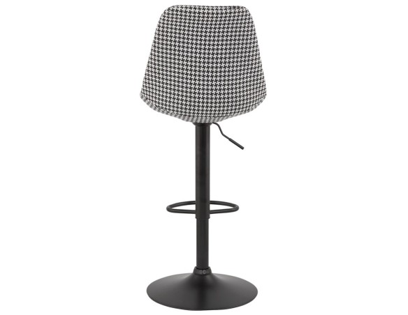 Tabouret réglable MIKE en tissu pied de poule et pied noir