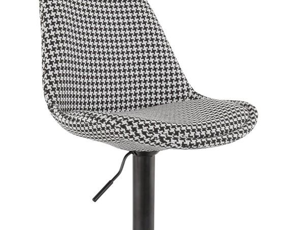 Tabouret réglable MIKE en tissu pied de poule et pied noir
