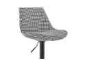 Tabouret réglable MIKE en tissu pied de poule et pied noir