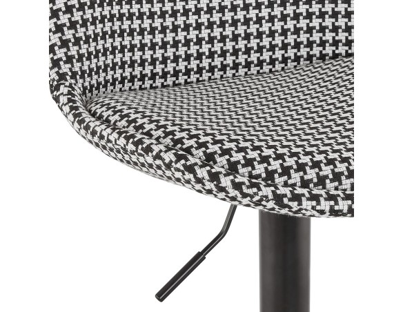 Tabouret réglable MIKE en tissu pied de poule et pied noir
