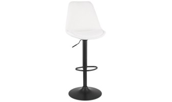BS06220WHBL 5404028336885 Tabouret réglable ROSITA en tissu bouloché blanc et pied en métal noir