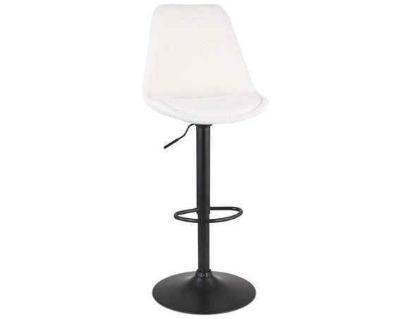 BS06220WHBL 5404028336885 Tabouret réglable ROSITA en tissu bouloché blanc et pied en métal noir