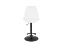 Tabouret réglable ROSITA en tissu bouloché blanc et pied en métal noir