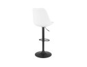 Tabouret réglable ROSITA en tissu bouloché blanc et pied en métal noir