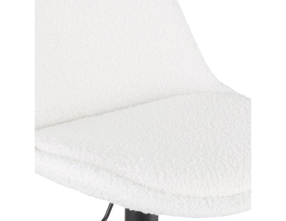 Tabouret réglable ROSITA en tissu bouloché blanc et pied en métal noir