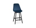 BS03270BUBL 5420072083100 Tabouret snack mi-hauteur MORISS MINI en velours bleu et pieds en bois noir