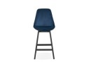 Tabouret snack mi-hauteur MORISS MINI en velours bleu et pieds en bois noir