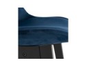 Tabouret snack mi-hauteur MORISS MINI en velours bleu et pieds en bois noir