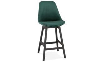BS03280GEBL 5420072083124 Tabouret snack mi-hauteur MORISS MINI en velours vert et pieds en bois noir
