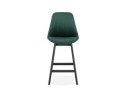 Tabouret snack mi-hauteur MORISS MINI en velours vert et pieds en bois noir