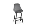 BS03290GRBL 5420072083148 Tabouret snack mi-hauteur MORISS MINI en velours gris et pieds en bois noir