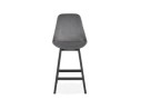 Tabouret snack mi-hauteur MORISS MINI en velours gris et pieds en bois noir