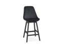 BS03300BLBL 5420072083162 Tabouret snack mi-hauteur MORISS MINI en velours noir et pieds en bois noir