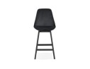 Tabouret snack mi-hauteur MORISS MINI en velours noir et pieds en bois noir