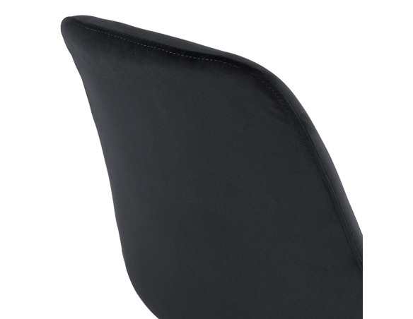 Tabouret snack mi-hauteur MORISS MINI en velours noir et pieds en bois noir