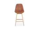 Tabouret snack mi-hauteur ASPEN MINI en microfibre brune et pieds en bois finition naturelle