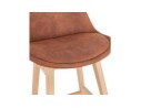 Tabouret snack mi-hauteur ASPEN MINI en microfibre brune et pieds en bois finition naturelle