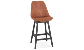 BS03340BRBL 5420072083247 Tabouret snack mi-hauteur ASPEN MINI en microfibre brune et pieds en bois noir