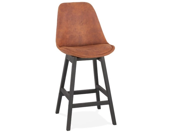 BS03340BRBL 5420072083247 Tabouret snack mi-hauteur ASPEN MINI en microfibre brune et pieds en bois noir