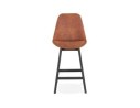 Tabouret snack mi-hauteur ASPEN MINI en microfibre brune et pieds en bois noir