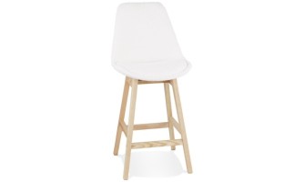 BS06170WHNA 5404028336786 Tabouret snack mi-hauteur SANDRA MINI en tissu bouloché blanc style scandinave