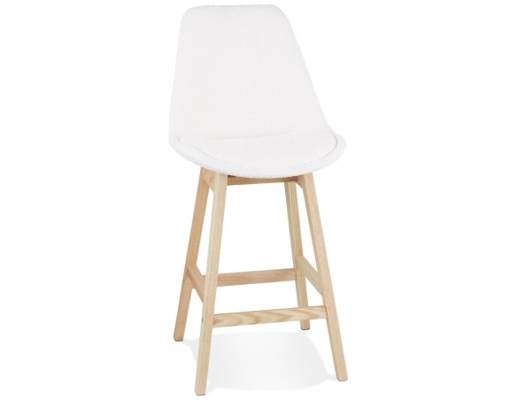 BS06170WHNA 5404028336786 Tabouret snack mi-hauteur SANDRA MINI en tissu bouloché blanc style scandinave