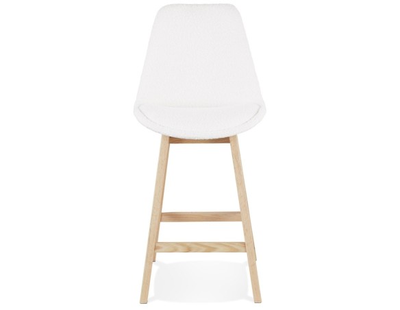 Tabouret snack mi-hauteur SANDRA MINI en tissu bouloché blanc style scandinave