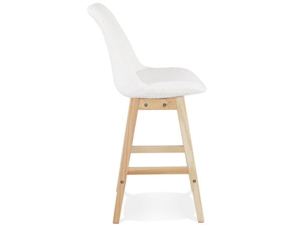 Tabouret snack mi-hauteur SANDRA MINI en tissu bouloché blanc style scandinave