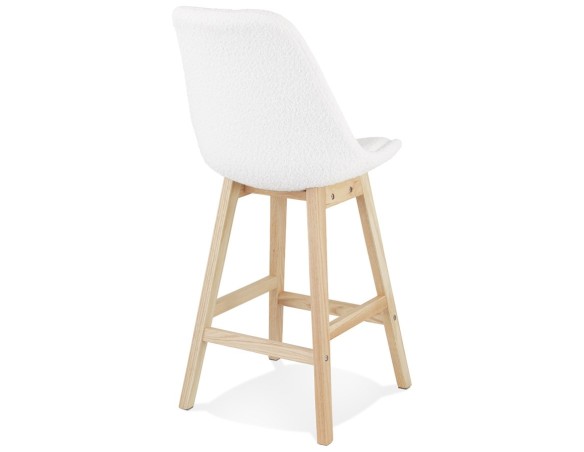 Tabouret snack mi-hauteur SANDRA MINI en tissu bouloché blanc style scandinave