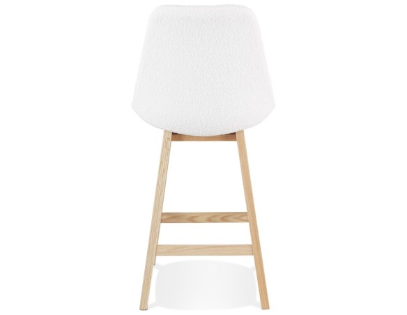 Tabouret snack mi-hauteur SANDRA MINI en tissu bouloché blanc style scandinave