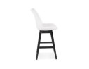 Tabouret snack mi-hauteur SANDRA MINI en tissu bouloché blanc et pied en bois noir