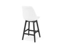 Tabouret snack mi-hauteur SANDRA MINI en tissu bouloché blanc et pied en bois noir