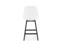 Tabouret snack mi-hauteur SANDRA MINI en tissu bouloché blanc et pied en bois noir