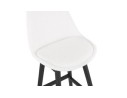 Tabouret snack mi-hauteur SANDRA MINI en tissu bouloché blanc et pied en bois noir