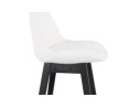 Tabouret snack mi-hauteur SANDRA MINI en tissu bouloché blanc et pied en bois noir