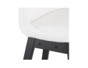 Tabouret snack mi-hauteur SANDRA MINI en tissu bouloché blanc et pied en bois noir