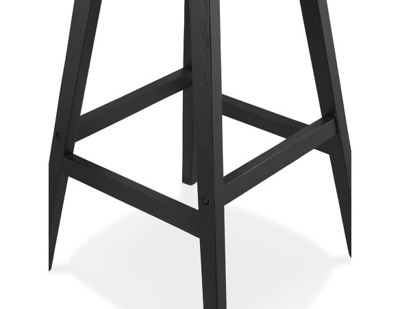Tabouret snack mi-hauteur SANDRA MINI en tissu bouloché blanc et pied en bois noir