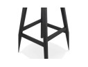 Tabouret snack mi-hauteur SANDRA MINI en tissu bouloché blanc et pied en bois noir
