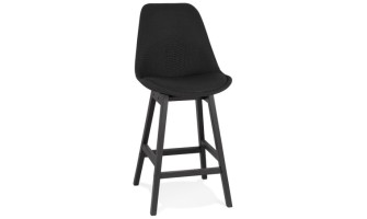 BS04000BLBL 5420072093185 Tabouret snack mi-hauteur TERESA MINI design en tissu noir et pieds en bois noir