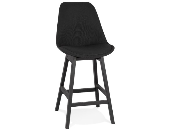 BS04000BLBL 5420072093185 Tabouret snack mi-hauteur TERESA MINI design en tissu noir et pieds en bois noir