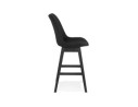 Tabouret snack mi-hauteur TERESA MINI design en tissu noir et pieds en bois noir