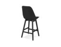 Tabouret snack mi-hauteur TERESA MINI design en tissu noir et pieds en bois noir