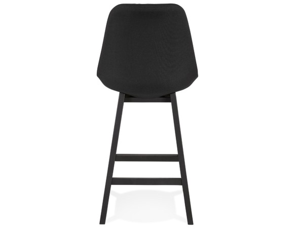 Tabouret snack mi-hauteur TERESA MINI design en tissu noir et pieds en bois noir