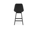 Tabouret snack mi-hauteur TERESA MINI design en tissu noir et pieds en bois noir