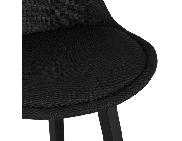 Tabouret snack mi-hauteur TERESA MINI design en tissu noir et pieds en bois noir