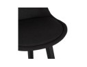 Tabouret snack mi-hauteur TERESA MINI design en tissu noir et pieds en bois noir