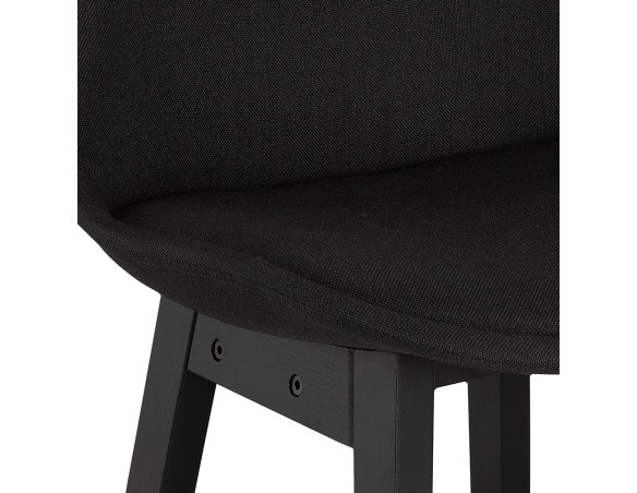 Tabouret snack mi-hauteur TERESA MINI design en tissu noir et pieds en bois noir