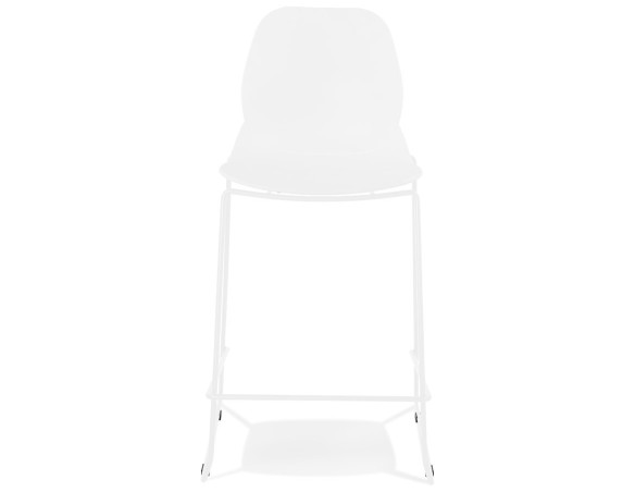 Tabouret snack mi-hauteur BERLIN MINI blanc empilable avec pied en métal blanc