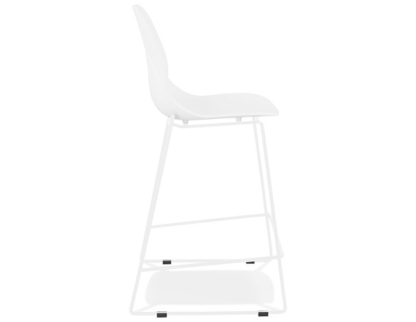 Tabouret snack mi-hauteur BERLIN MINI blanc empilable avec pied en métal blanc